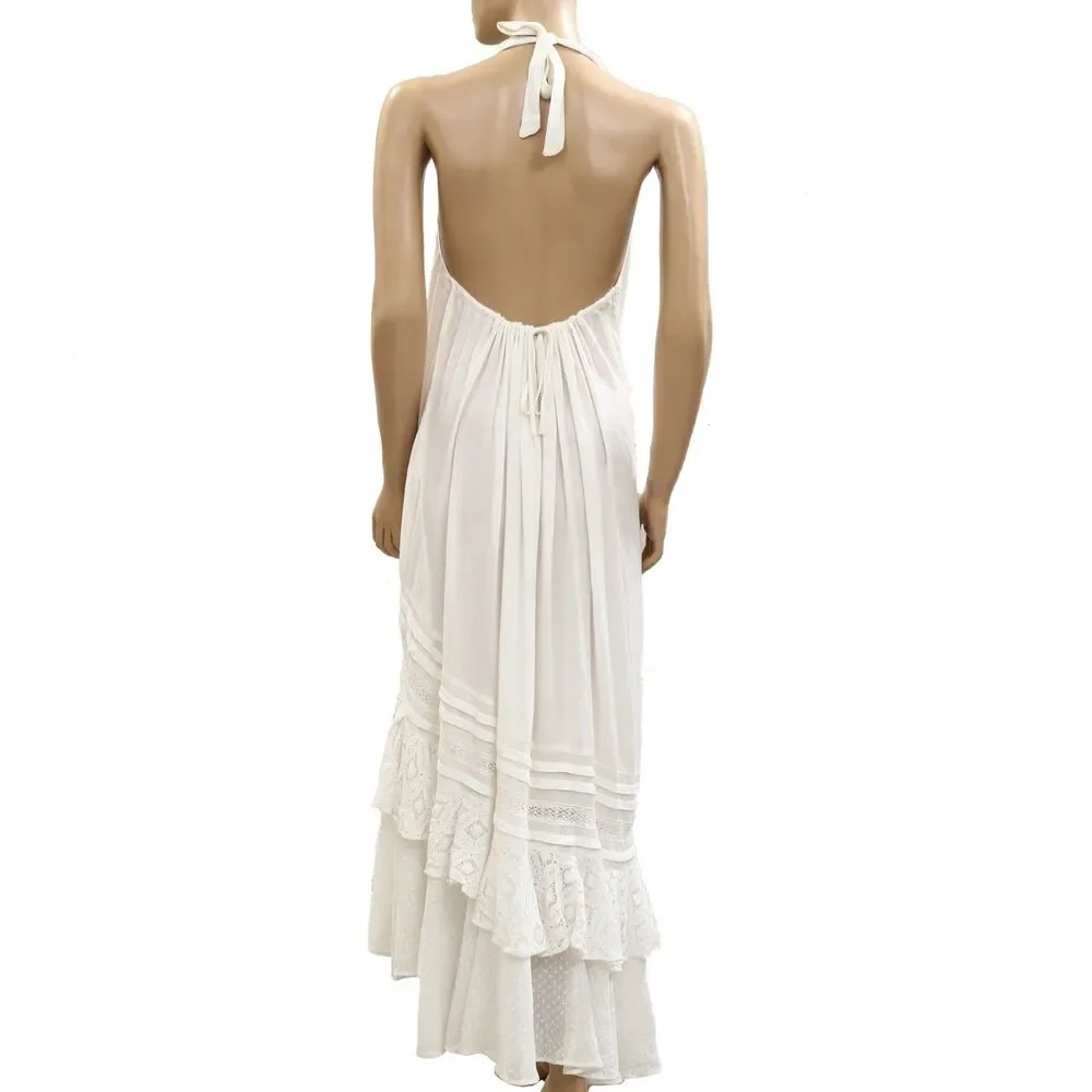 Free People Free Est Slice Of Heaven Halter Midi Dress Ruffle Tiered S 285221